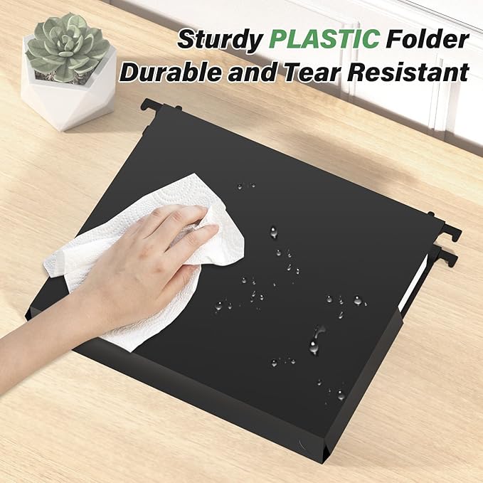 Extra Capacity Hanging File Folders Letter Size,Heavy Duty 2" Expandable Hang Folder with Tabs,6 Pack Plastic File Cabinet Folders,Hanging File Organizer for Bulk Files/Medical Charts