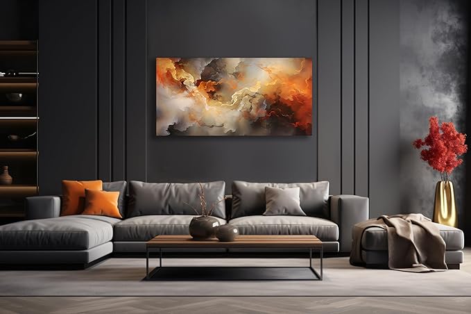 VHMING Abstract Wall Art Home Decor Orange Artwork Wall Art Prints Canvas Painting Wall Decor for Living Room Bedroom Office Decoration 29"x58"