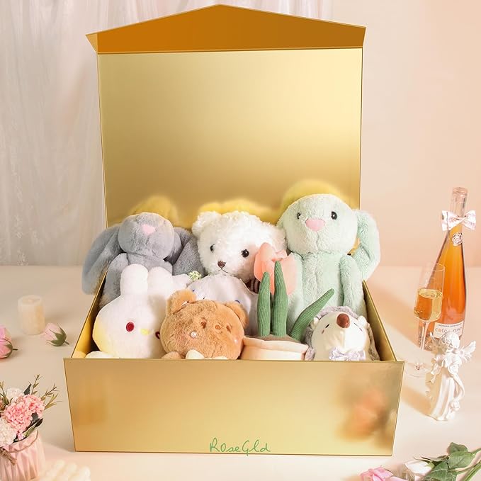 ROSEGLD 5 Extra Large Gift Boxes 20x16x7.2 Inches, Giant Gold Magnetic Gift Boxes with lids for Presents, Bridesmaid Proposal Boxes (Glossy Gold)