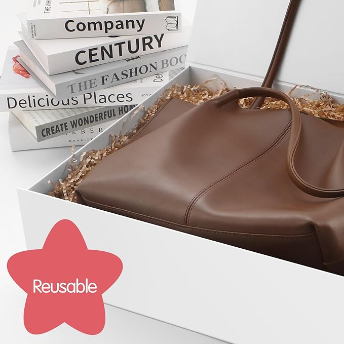 5 Extra Large Gift Boxes with Lids 16.3x14.2x5 Inches, White Gift Boxes Large, Bridesmaid Boxes, Magnetic Gift Boxes for Clothes and Large Gifts (Matte White)