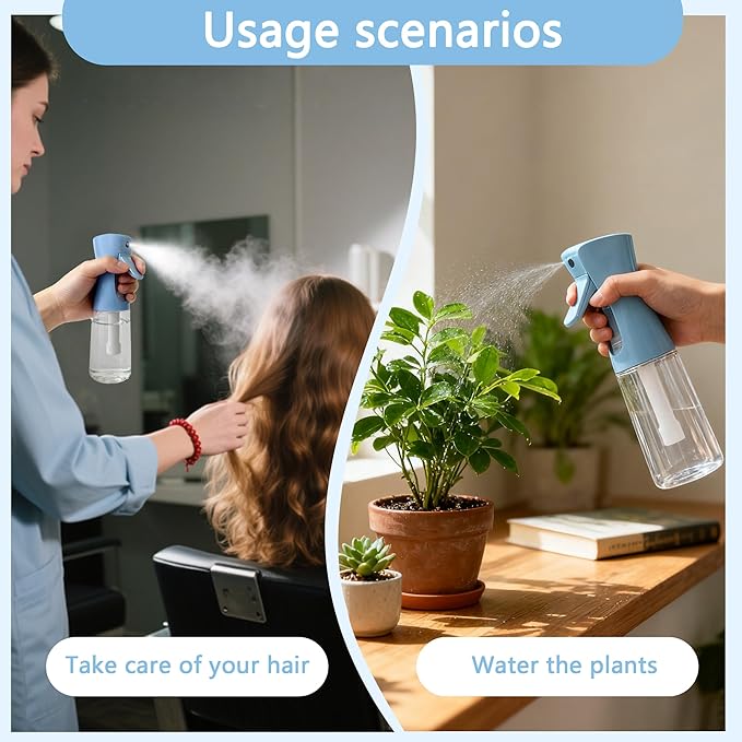 Spray Bottle for Hair Continuous Ultra Fine Mist (200ml) 360° Multi Spray Bottle for Plants, Cleaning, Skin Care Leakproof & Durable 2 Pack