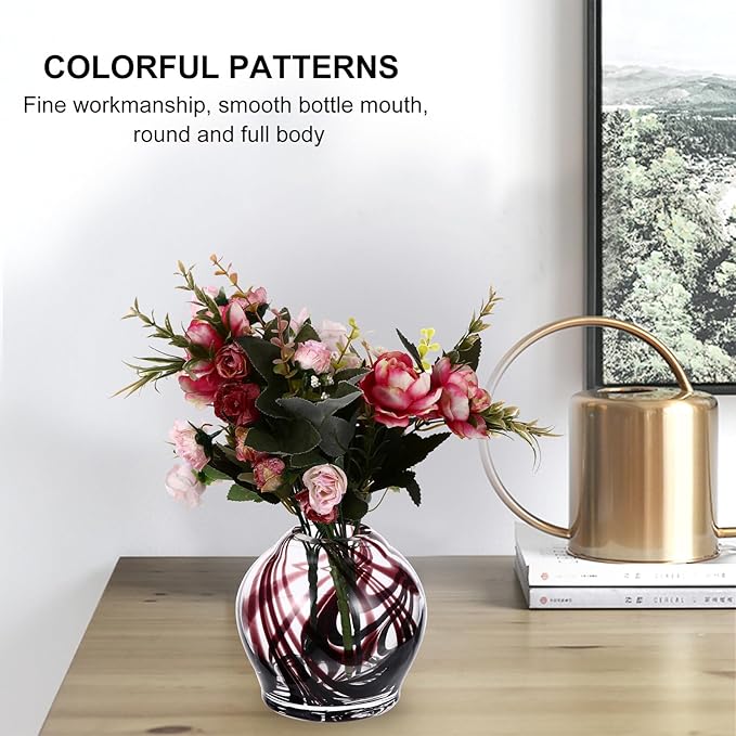 Sosoport Colored Round Glass Hydroponic Vase for Indoor Outdoor Plant Display Eco-Friendly Water Plant Container Creative Flower Planter for Home Office Decoration and