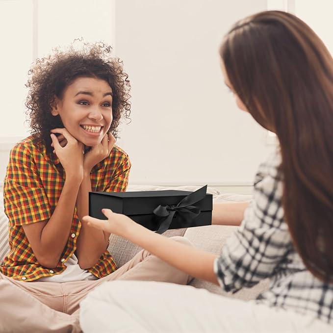 Bo Elegant Gift Packaging - 5-Pack Magnetic Lid Decorative Box, 10.5x7.5x3.1" - Multi-Occasion Luxury Gift Boxes (Black)