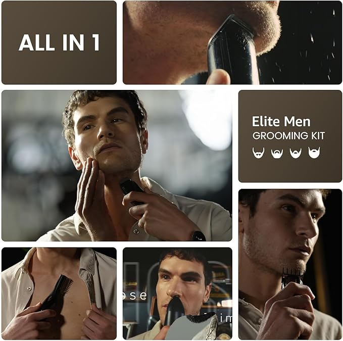 SHPAVVER Beard Trimmer for Men: Professional Barber Hair Clippers - 12-in-1 Cordless Grooming Kit - Waterproof Electric Razor with Turbo Speed & Precision Blades