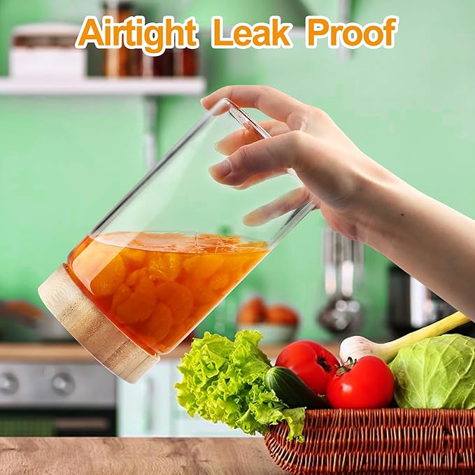 Glass Canisters With Airtight Bamboo Lids - 3 Pack 80oz Cereal Containers, Cookie Jars, Pasta Storage - Screw On Kitchen Jars