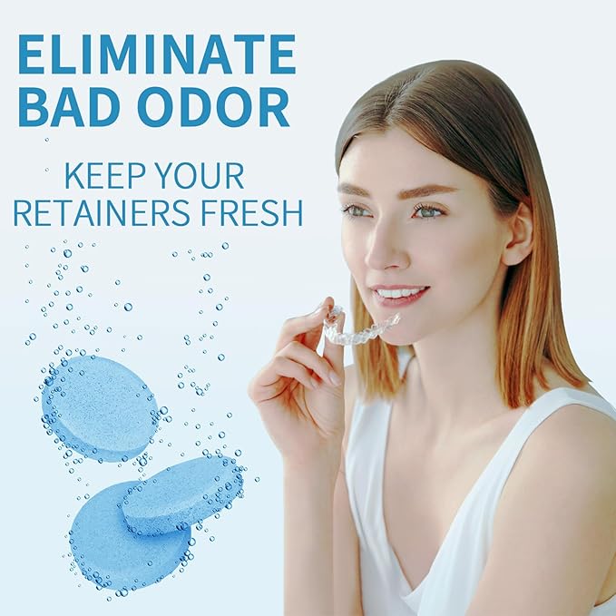 GENKENT Retainer Cleaner Tablets for Invisalign, Mouth Guard, Night Guard and More Dental Appliances, 60 Denture Cleaning Tablets