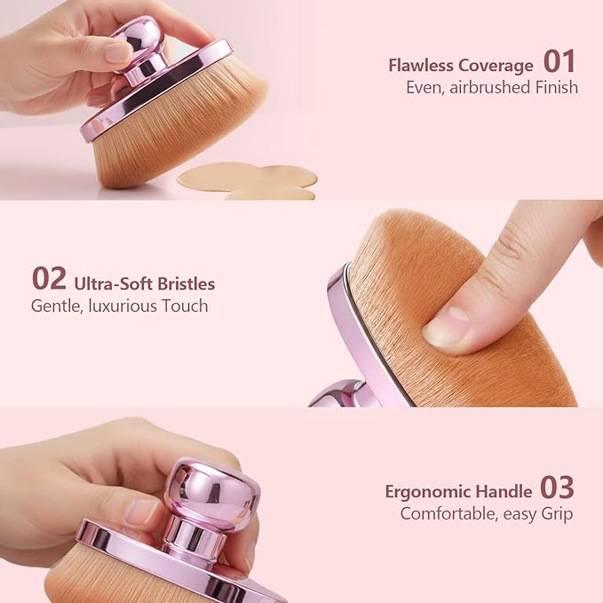 Extra Large Kabuki Body Brush 118mm – Ultra Soft Self Tanner Brush for Quick & Even Coverage, Big Body Makeup Brush for Foundation, Bronzer, Highlighter & Lotion Application