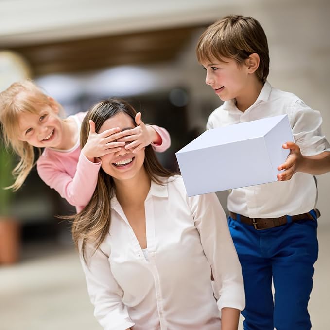 4 Pack 8x8x4 Inches Gift Boxes with Magnetic Closure Lids, White Magnetic Box for Wedding, Groomsmen Bridesmaid Proposal, Birthdays, Mother's Day