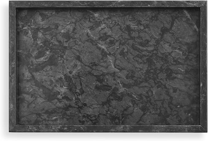 Yew & Tulip Natural Marble Vanity Tray, Nature Dark Gray Marble Serving Tray for Bathroom, Kitchen, Vanity, Home Decor, Wedding etc. (12"x 8" x 1.2")