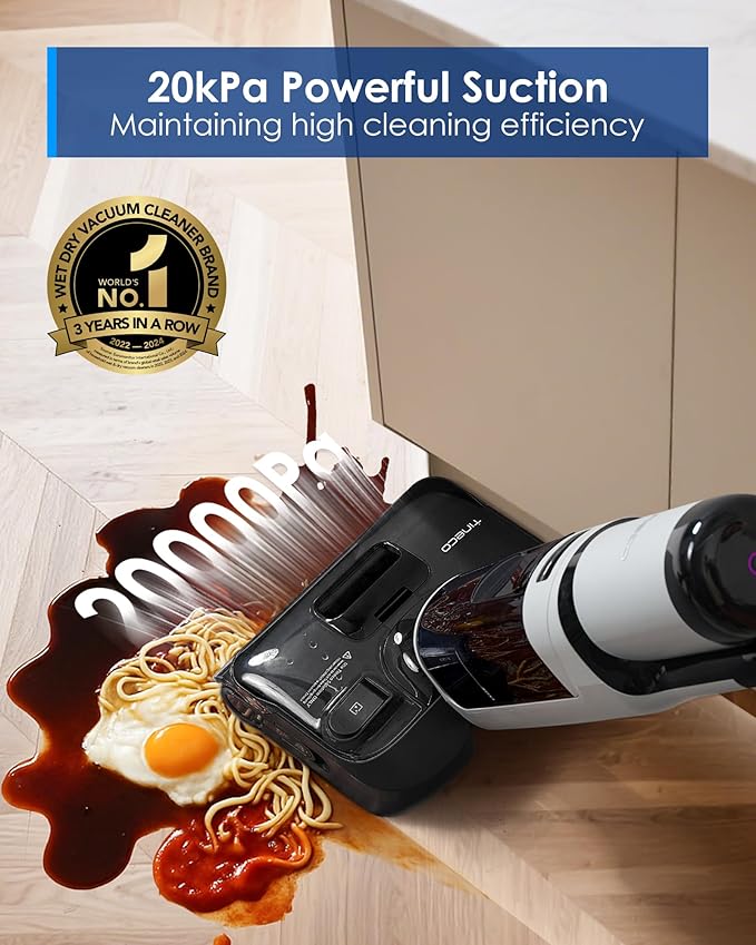 Tineco Floor ONE i5 Stretch Wet Dry Vacuum Cleaner, Vacuum & Mop in One Step, 20kpa Powerful Suction, 180° Lay-Flat Design, Anti-Tangle Design, Dual-Sided Edge Cleaning, Up to 30* Minutes Runtime