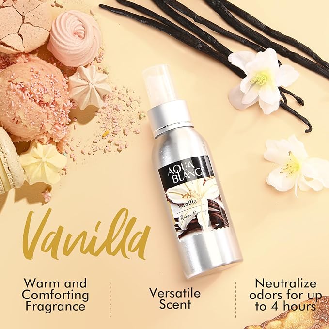 Fragrant Room Spray, Vanilla, 3 x 3.4 fl oz, Air Fresheners Odor Eliminator for Home, Bathroom, Concentrated Room Spray