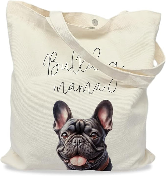 Dog Mama Tote Bag – Cute Dog Lover Canvas Bag, Reusable Shopping Shoulder Bag for Women, Pet Mom Gift,