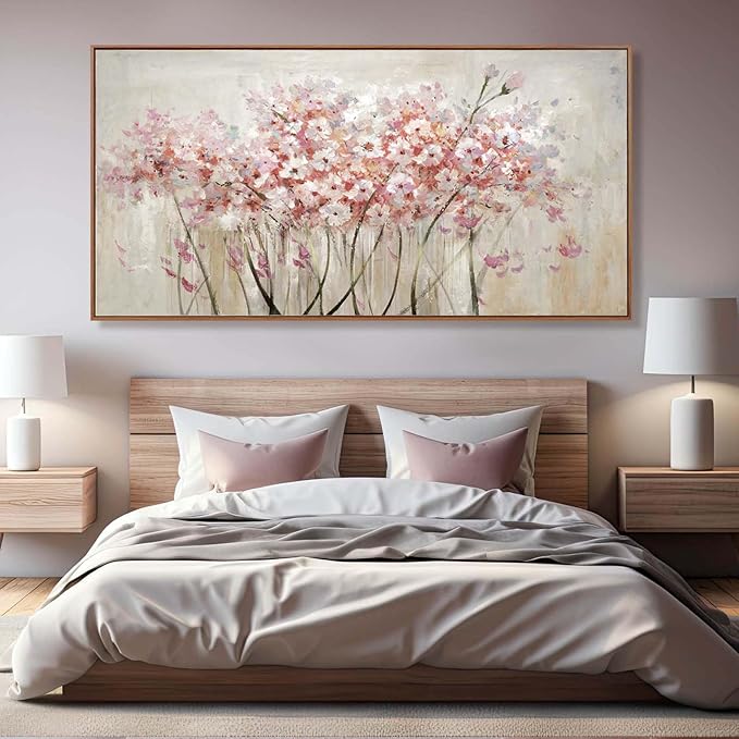 Pink Wall Art Floral Wall Decor Nature Large Pictures Flowers Arts Framed Canvas Artwork for Office Hotel 36"x70"