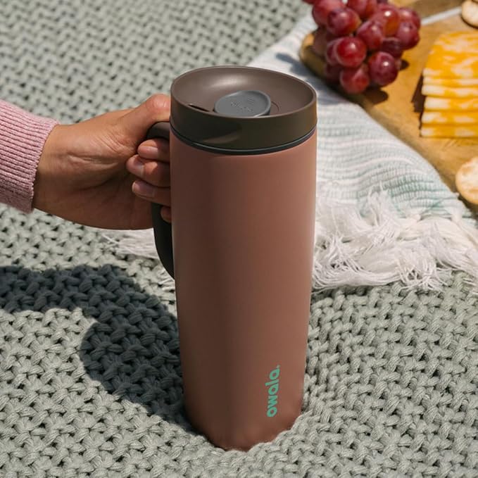 Owala SmoothSip Slider Stainless Steel Insulated Travel Mug with handle, 100% Leak Proof, For Hot and Cold Drinks, Travel Friendly with Sliding Lock Lid, 24 oz, BPA Free, Leak Proof, Pucker Up
