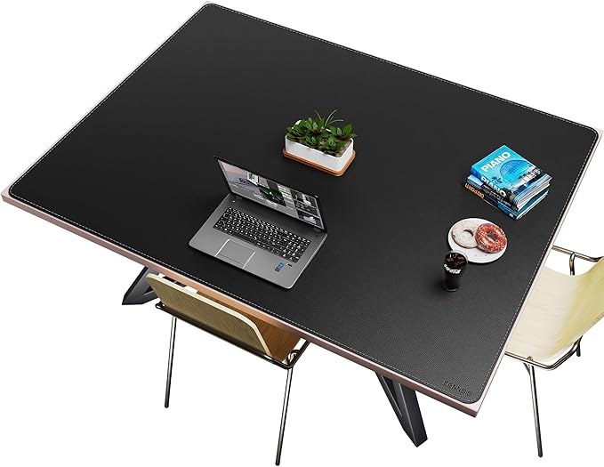 CENNBIE HUGE160 63" x 47" Black Leather Desk Mat for Conference Table, Dining Table, Work Table, Banquet Tables, Library Table