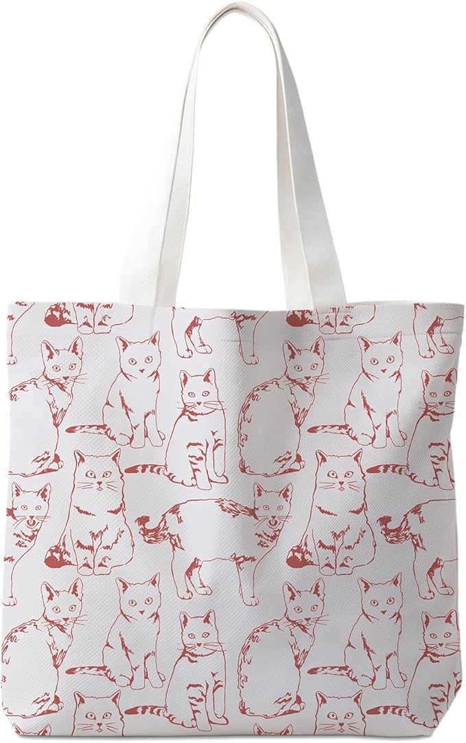 Animals-Flowers-Fruits-Bow Valentines Canvas Heart Tote Bag, Coquette Reusable Shopping Grocery Bags