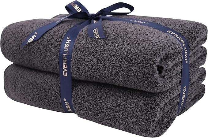 Everplush Diamond Collection Extra Large Bath Towel Sheet – 2 PK, Super Soft & Highly Absorbent, Quick-Drying, Oversized & Thick. Perfect for Bathroom, Pool, Swimming Use (Charcoal, 35" x 66" 2PK)