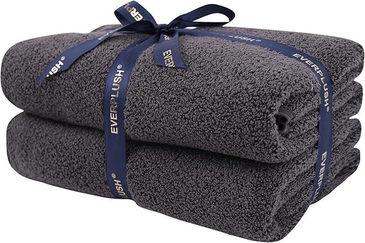 Everplush Diamond Collection Oversized Bath Towel – 2 Pieces, Super Soft & Highly Absorbent, Quick-Drying & Extra Large. Perfect for Bathroom, Pool, Swimming Use.(Charcoal, 30" x 56" 2PK)