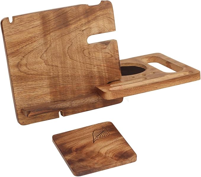ABHANDICRAFTS Wooden Docking Station for Men - Multi-Device Charging Organizer for Phones, Watches, Keys & Wallets - Perfect Compatibility with iPhone