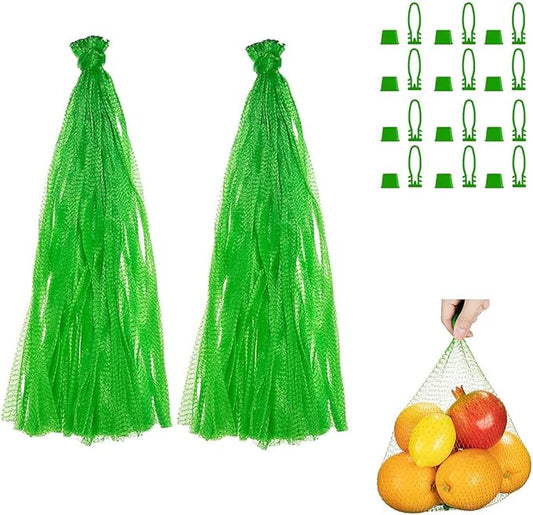 100pcs Seafood Boiling Bags, Plastic Reusable Mesh Produce Bags, Crawfish Bags Boiling Bags, Mesh Onion Bags, Fruit and Vegetable Produce Bag (24inch and Loop-Style Closures green)