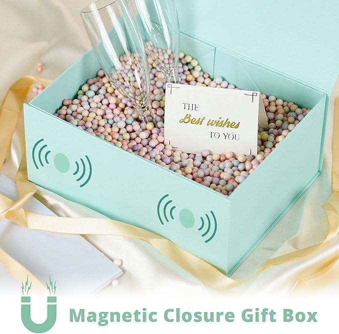 MOYEUPAC Tiffanys Blue Gift Box,9" X 7" X 4" with Lids for Presents Magnetic Closure Gift Packaging for Christmas, Halloween, Birthday and Various Holidays, Tiffanys Blue