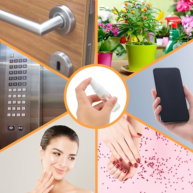 7-Pack Small Spray Bottles Kit - 5PCS 15ml Travel Spray Bottle + Cleaner & Tunnel, Clear Empty Fine Mist Bottles Refillable Liquid Containers for Perfume, Care Liquid, Cosmetics, Alcohol