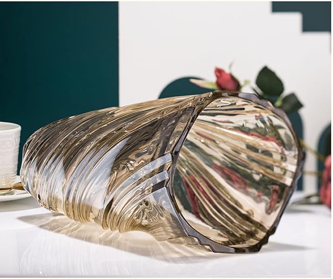 Glass Vase,Elegant Spiral Decorative Centerpiece for Home, Office,Wedding, Stylish Blown Glass Flower Vase