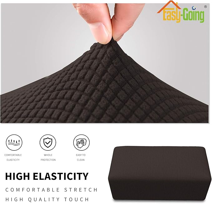 Easy-Going Stretch Ottoman Cover Folding Storage Stool Furniture Protector Soft Rectangle slipcover with Elastic Bottom(Ottoman X-Large,Chocolate)