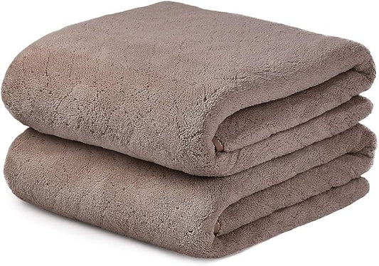 JML Microfiber Bath Towels, Oversized, Ultra Soft, Super Absorbent and Fast Drying, No Fading Large Bathroom Towel Set for Sport, Travel, Fitness (Coral Fleece - Chocolate, 30 in x 60 in)