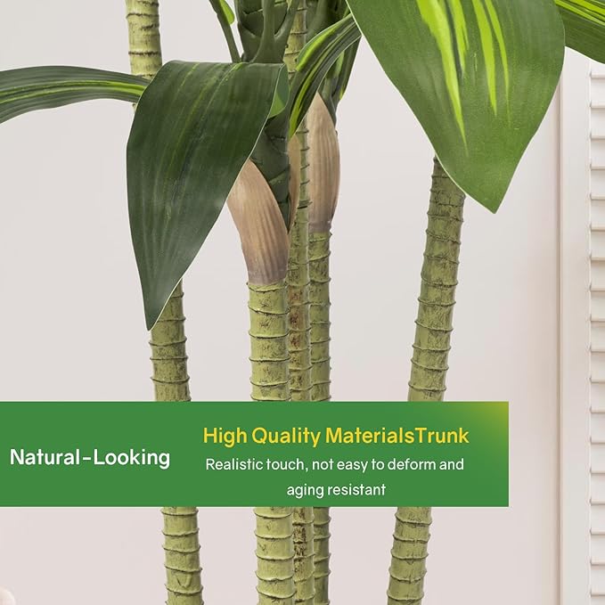 Artificial Dracaena Tree Indoor 5 FT Tall Fake Tree Artificial Tree Fake Yucca Potted Tree for Home Office Living Room Decor，Tall Artificial Plant for Housewarming