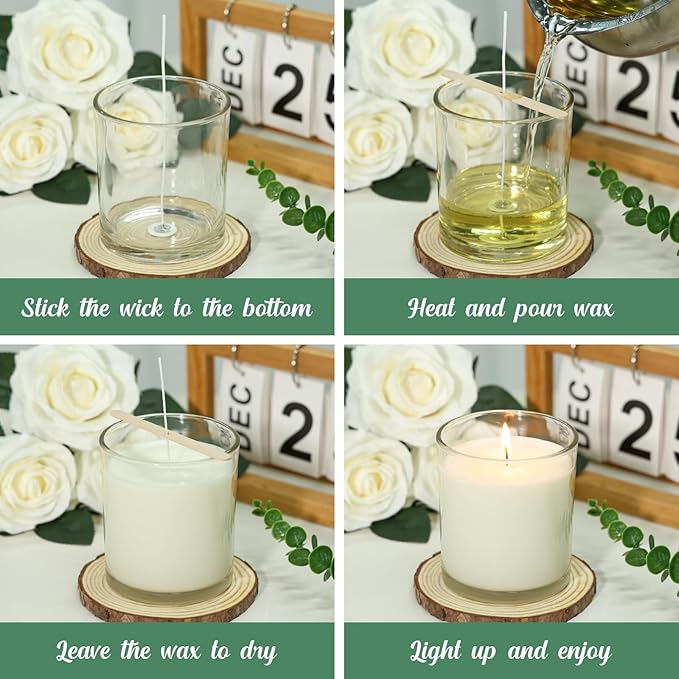 12 Pack 14 fl.oz Glass Candle Jars - Clear Empty Glass Vassels with Bamboo Lids, Bulk Candle Containers Jars for Making Candles 12 14 fl.oz