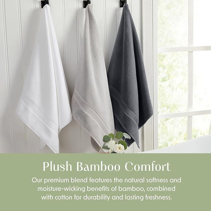 Springtree Home Luxury Viscose from Bamboo Bath Towel Set 6 Piece Set | 35% Viscose from Bamboo - 65% Cotton | Absorbent Quick-Dry Towels for Bathroom | Oeko-TEX Standard 100 Cotton | Iron Grey