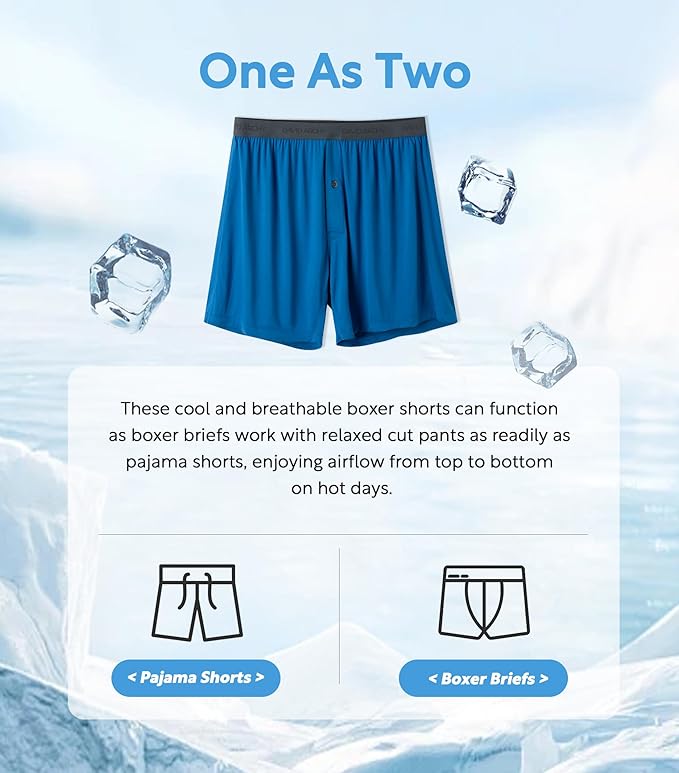 DAVID ARCHY Mens Underwear Bamboo Rayon Boxers for Men Breathable and Cool Men's Boxer Shorts with Button Fly 3 or 5 Pack