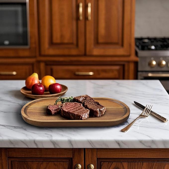 1 pcs Acacia Wood Tray 11.8×6 inch Boards Rustic Wooden Serving Trays Oval Platters Charcuterie for Party,Breakfast, Coffee Table, Home Decorative, Food Small Trays