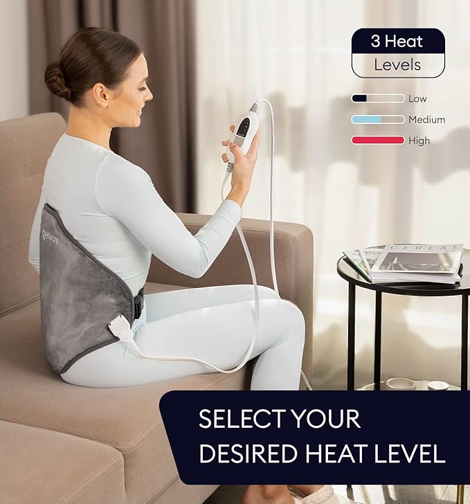 GENIANI Electric Throw - XL Heating Pad for Back and Cramps Relief, 15"x24" Electric Heat Pad with Auto Shut-Off, Adjustable Strap, Soft Fabric, Ideal for Lower Back & Stomach – Gift for Women & Men