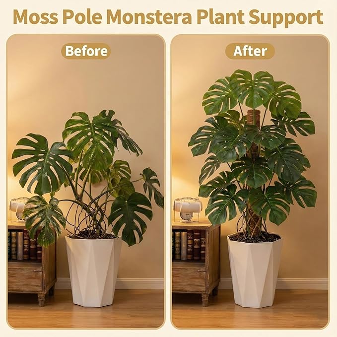 Moss Pole for Monstera, 4-Pack for All Stages - Two 28'' Bendable & Two 12'' Stackable Coir Poles, 7mm Aluminum Core Plant Support Stakes & Indoor Trellis for Pothos and Philodendron