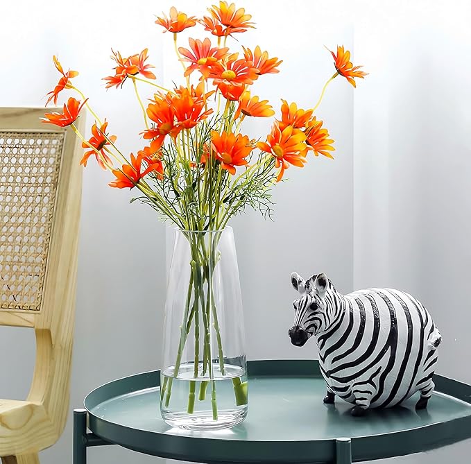 Crystal Clear Glass Vase, Flower Vase for Table Centerpiece Home Decor, Modern Vases for Living Room, Wedding, Office, Coffee Table, Birthday Housewarming Gift, 8.3inch (Clear)