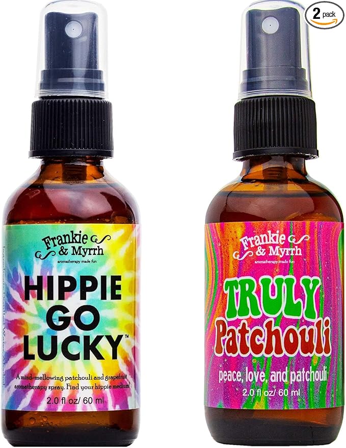 Frankie & Myrrh 2-Pack Room Spray: Truly Patchouli & Hippie Go Lucky. Natural Light Perfume/Cologne for Relaxation and Energy Aromatherapy