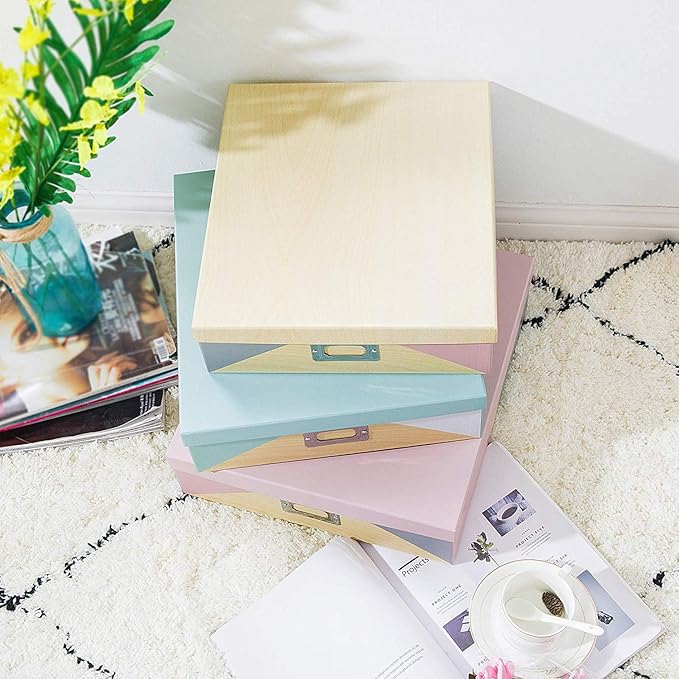 SLPR Decorative Cardboard Storage Boxes With Lids - Set of 3: Paperboard Photo Storage Box, Document Boxes for Organizing and Home Decor, Memory Box For Keepsakes