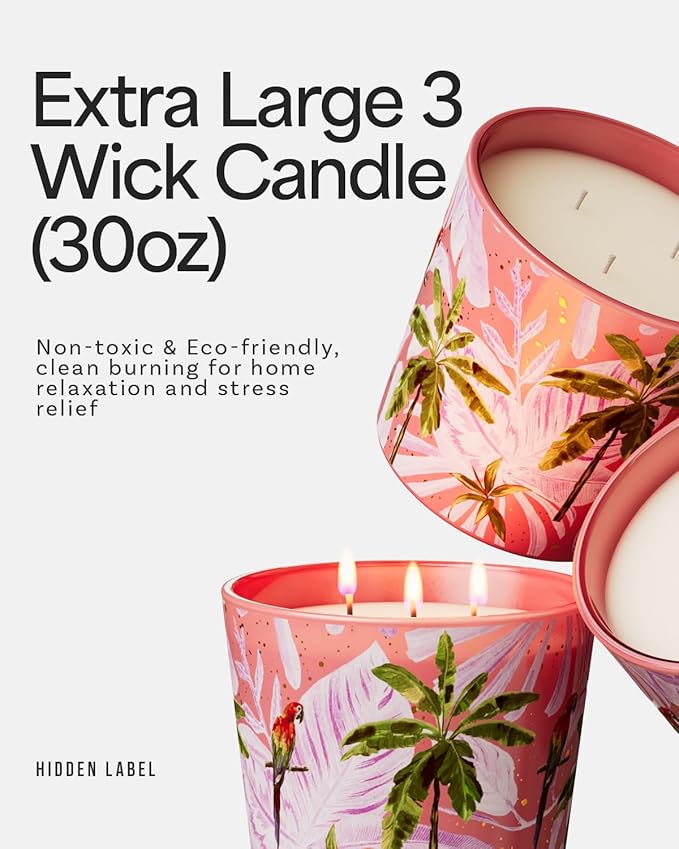 Sangria Sunshine Scented Candle, 30oz Natural Soy Wax Non Toxic, Large 3-Wick Luxury Aromatherapy Candle for Home | 100+ Hour Slow-Burn for Home Decor, Stress Relief, SPA