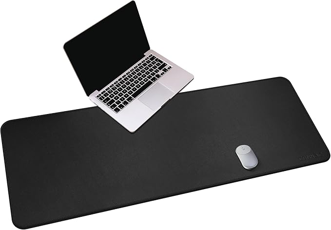 CENNBIE Leather Desk Mat,55" x 19.6" Extra Large Desk Pad Blotter Protector, Extended Non-Slip Mouse Pad, Waterproof PU Leather Desk Mat on top of desks Large for Office and Home (Black)