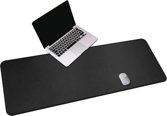 CENNBIE Leather Desk Mat,55" x 19.6" Extra Large Desk Pad Blotter Protector, Extended Non-Slip Mouse Pad, Waterproof PU Leather Desk Mat on top of desks Large for Office and Home (Black)