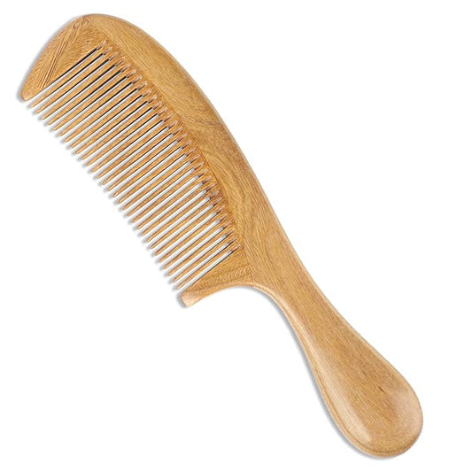 Onedor Handmade 100% Natural Green Sandalwood Hair Combs - Anti-Static Sandalwood Scent Natural Hair Detangler Wooden Comb (Fine Tooth)