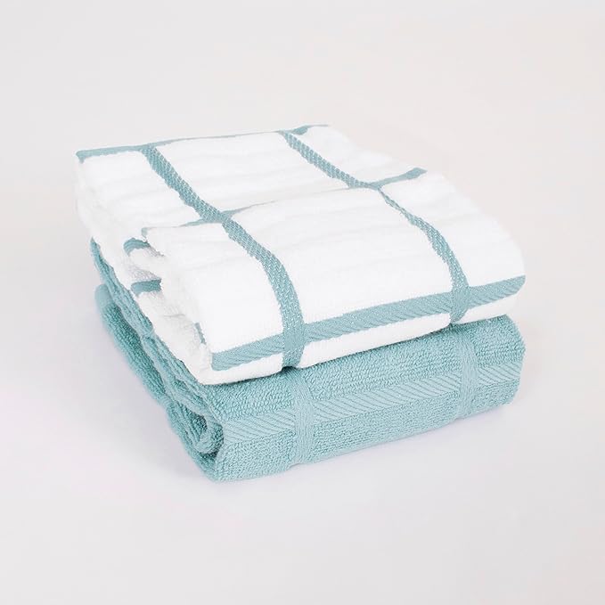 All-Clad Solid & Coordinate Kitchen Towels: Highly Absorbent, Super Soft Long Lasting 100% Cotton, 17" x 30" Tea Towels for Cleaning & Drying Dishes, Pans, Glassware, Countertops, 4-Pack, Rainfall