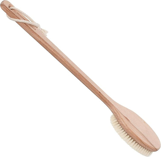 REDECKER Extra Long Beechwood Bath Brush - Natural Pig Bristle Body Brush for Showering, Back Scrubbing, Exfoliating, Dry Brushing and Lymphatic Drainage - Perfect for Hard-to-Reach Areas
