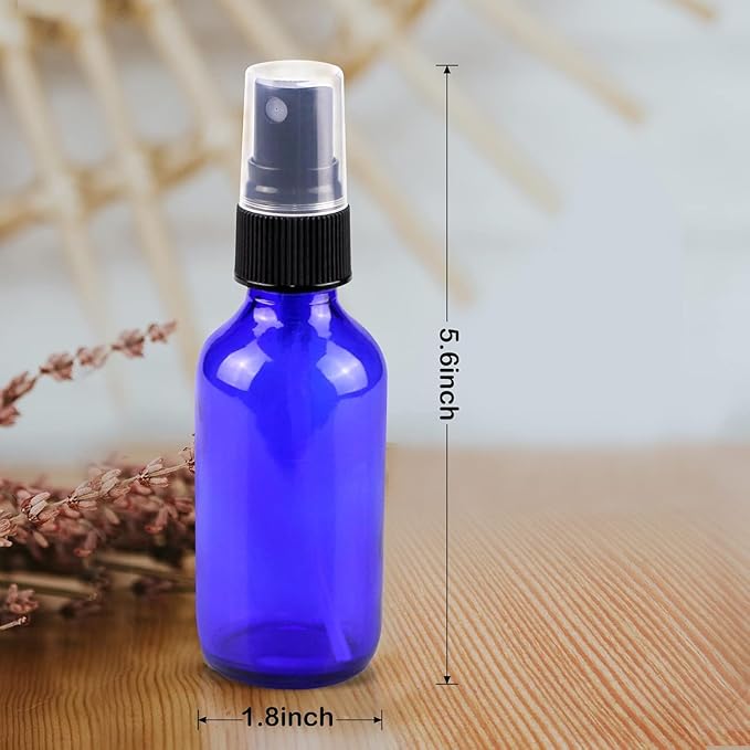 Wedama Spray Bottle, 4 oz Fine Mist Glass Spray Bottles, Little Refillable Liquid Containers for Watering Flowers Cleaning(16 Pack, Blue)