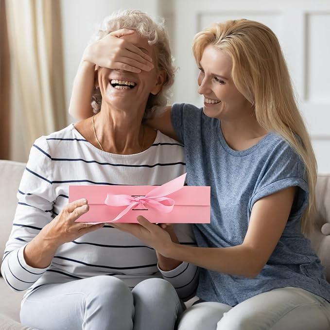 Large Gift Box, 5-Pack Magnetic Lid Gift Box Ribbon Closure Bo Elegant Gift Packaging Luxury Gift Box Decorative Gift Box,10.5x7.5x3.1" - Multi-Occasion Packaging Boxes (Pink)