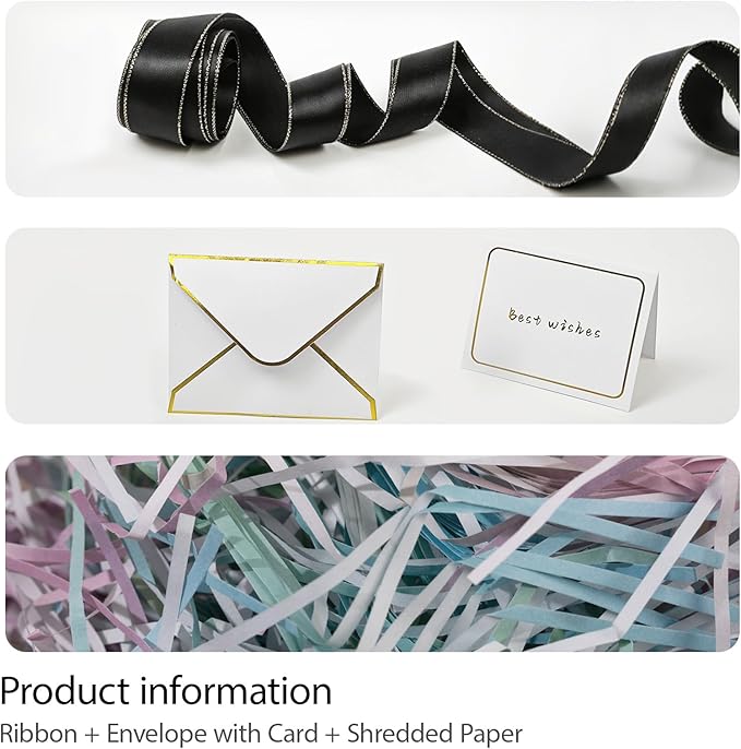 Rinrda Extra Large Gift Box 16.5x13x5.5 inches,Black Gift Boxes with Lids for Presents,Perfect for Birthday,Valentine's Day,Christmas,Anniversaries,Contains Card,Ribbon,Shredded Paper Filler.