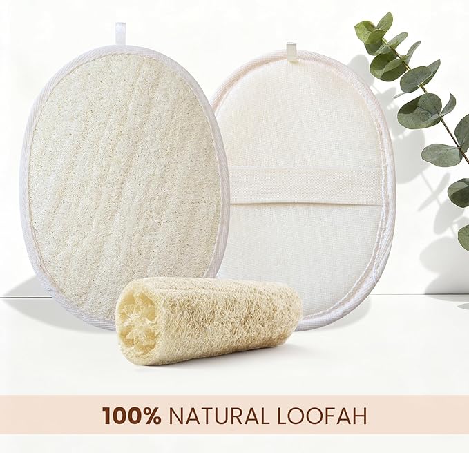 Natural Loofah Exfoliating Sponge, Made with Natural Shower Loofah Sponge, Loofah Sponge Different Size for Women and Men and Kids, for Face and Body That Gets You Clean - 3 Count (1 Pack)