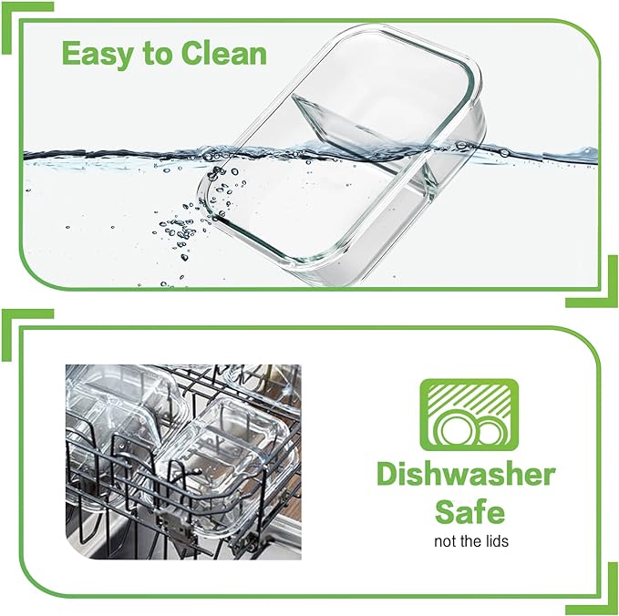 HOMBERKING 10 Pack 24oz Glass Meal Prep Containers 2 Compartment, Glass Food Storage Containers with Lids, Airtight Glass Lunch Bento Boxes, BPA-Free & Leak Proof (10 lids & 10 Containers) - Pink